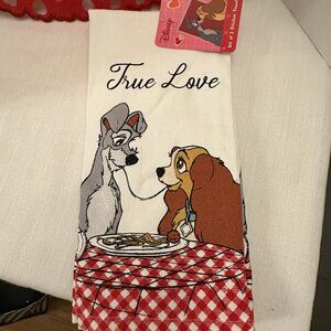 Set- 2 Disney Lady and the Tramp Kitchen Towels TRUE LOVE Valentine's Day 7x14"